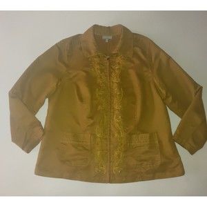 Embroidered Sueded Jacket SHACKET Plus Size 1X 18 20W MOLESKIN Sequins Floral